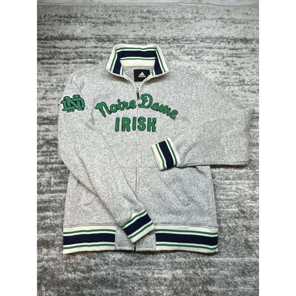 Adidas Notre Dame Fighting Irish Full Zip Sweater Jacket Knit Mens Size Small - Picture 4 of 11